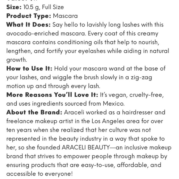 Araceli Mascara + Avocado oil NEW NWT - Picture 2 of 7